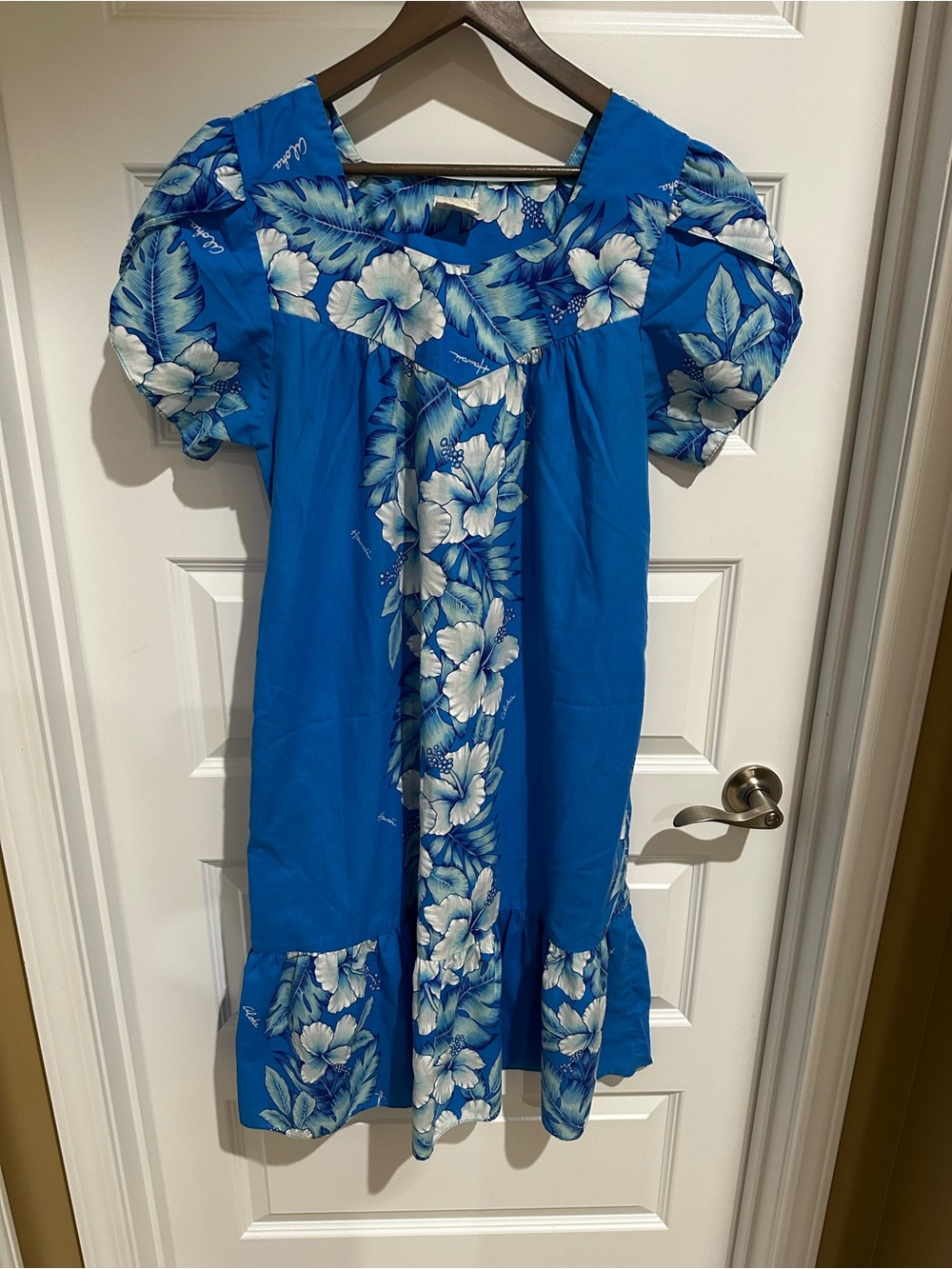 Kalena Blue Muumuu Floral Midi Dress